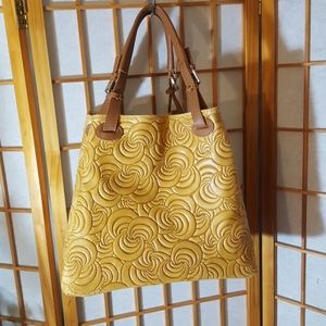 Massimo Castelli Swirl Embossed Leather Hobo Bag